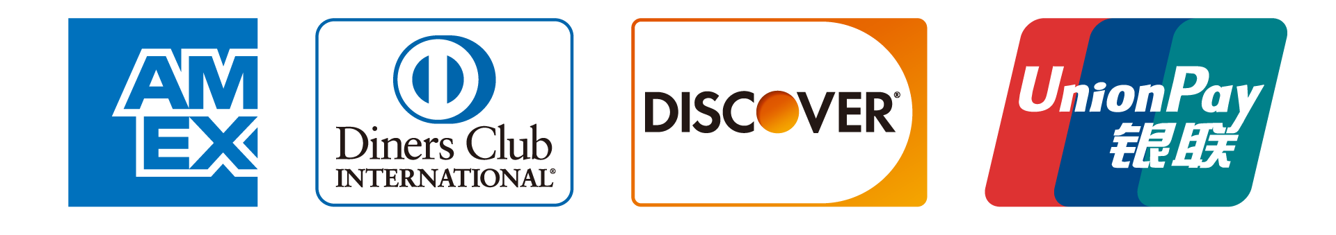 タッチ決済：AmericanExpress、DinersClub、DISCOVER、銀聯